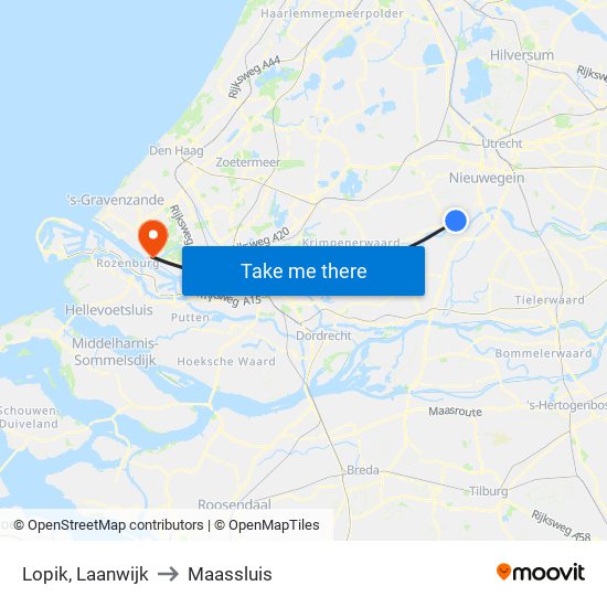 Lopik, Laanwijk to Maassluis map
