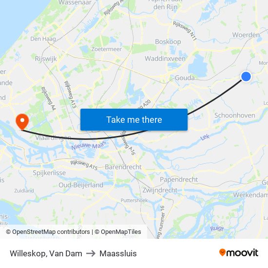 Willeskop, Van Dam to Maassluis map