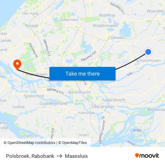 Polsbroek, Rabobank to Maassluis map