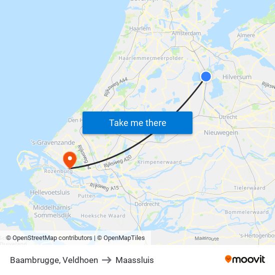 Baambrugge, Veldhoen to Maassluis map