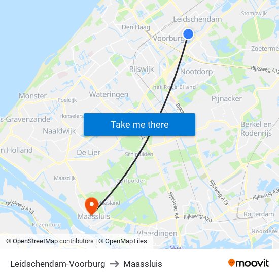 Leidschendam-Voorburg to Maassluis map