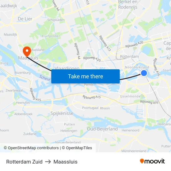 Rotterdam Zuid to Maassluis map