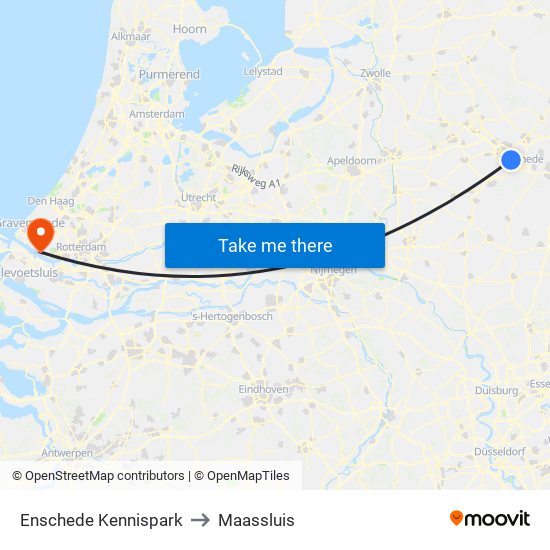 Enschede Kennispark to Maassluis map