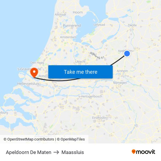 Apeldoorn De Maten to Maassluis map