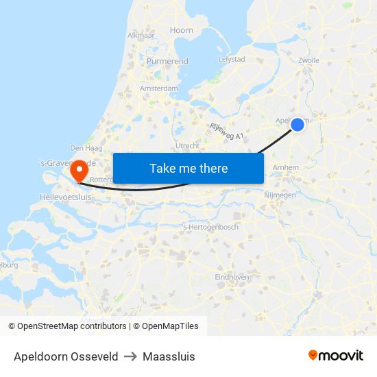 Apeldoorn Osseveld to Maassluis map