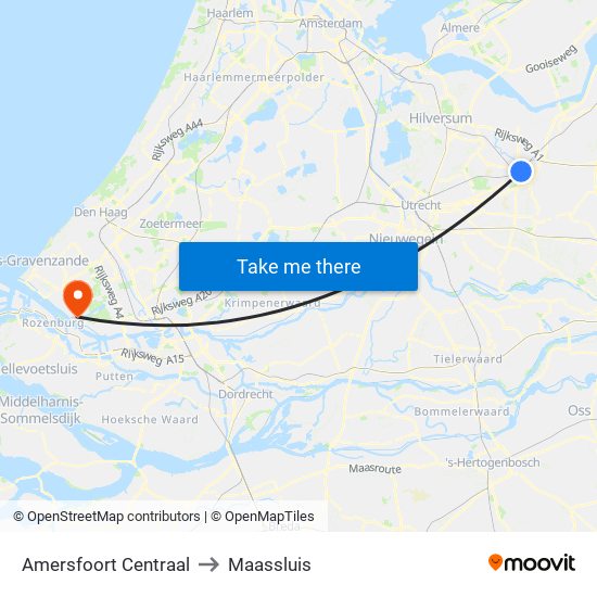 Amersfoort Centraal to Maassluis map