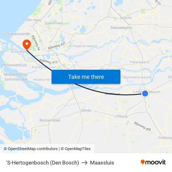 'S-Hertogenbosch (Den Bosch) to Maassluis map