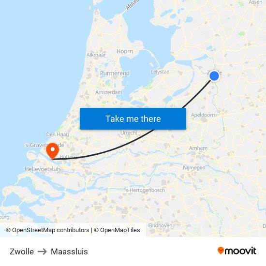 Zwolle to Maassluis map