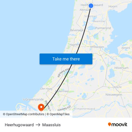 Heerhugowaard to Maassluis map