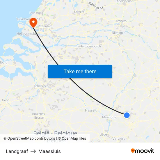 Landgraaf to Maassluis map