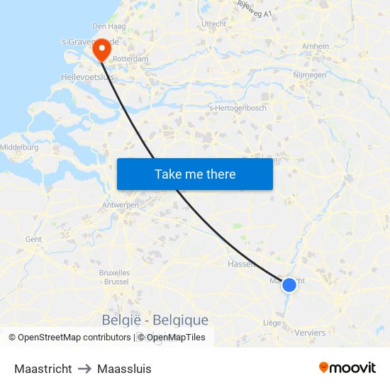 Maastricht to Maassluis map