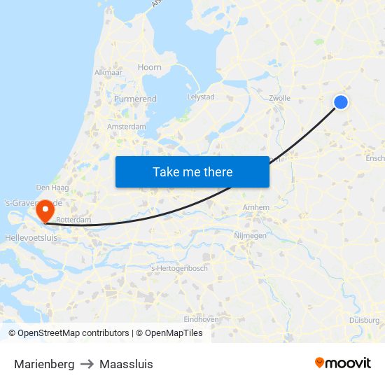 Marienberg to Maassluis map