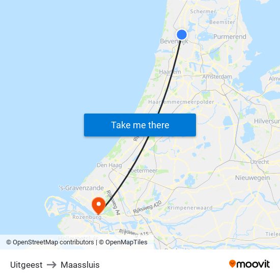 Uitgeest to Maassluis map