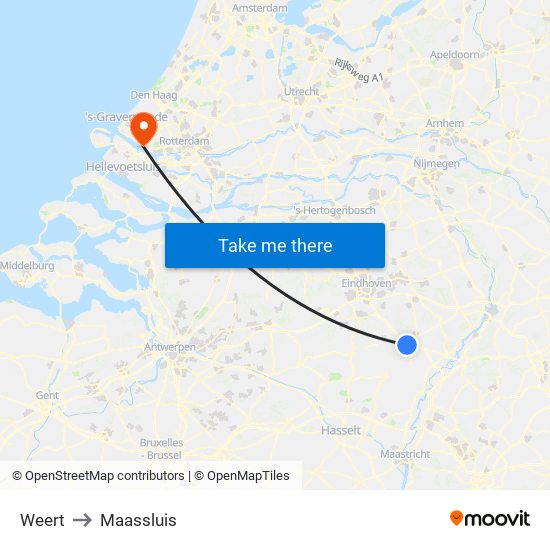 Weert to Maassluis map