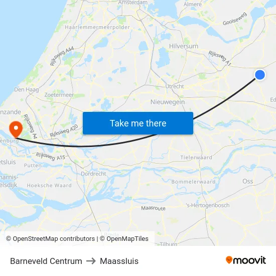 Barneveld Centrum to Maassluis map