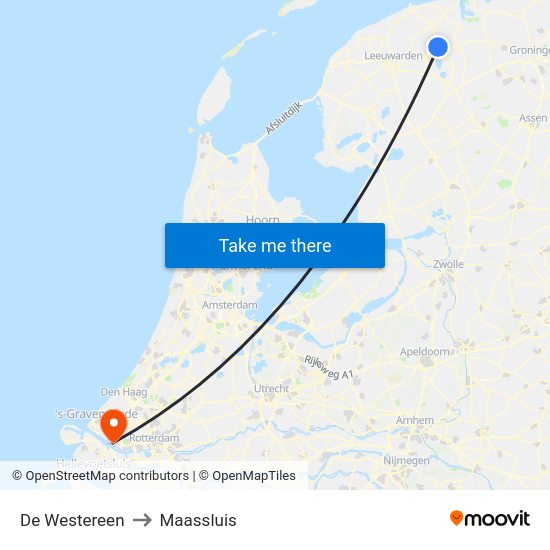 De Westereen to Maassluis map
