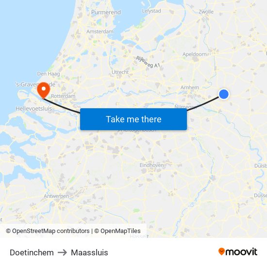 Doetinchem to Maassluis map