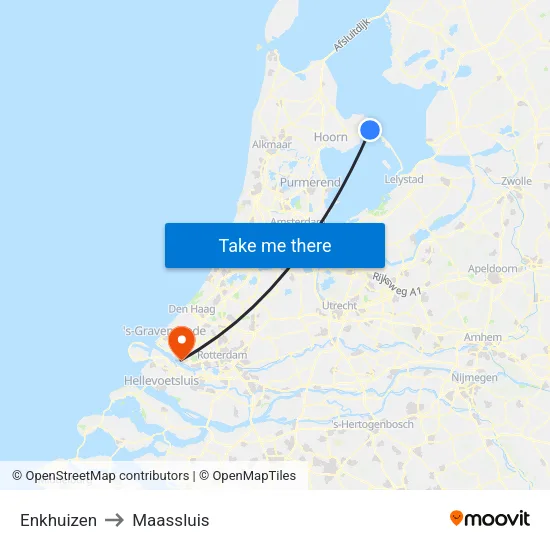 Enkhuizen to Maassluis map