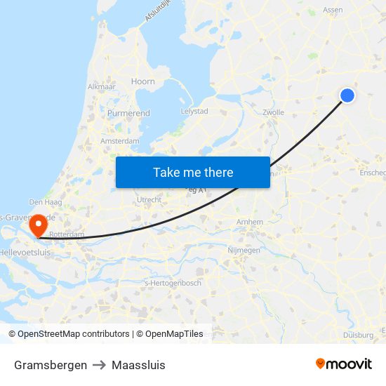 Gramsbergen to Maassluis map