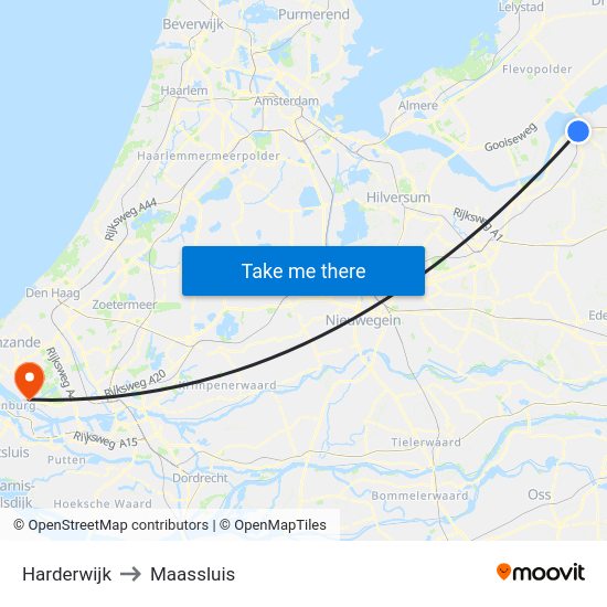 Harderwijk to Maassluis map