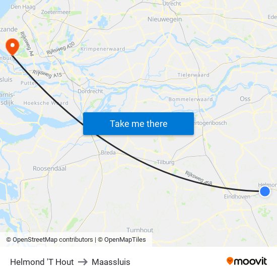Helmond 'T Hout to Maassluis map