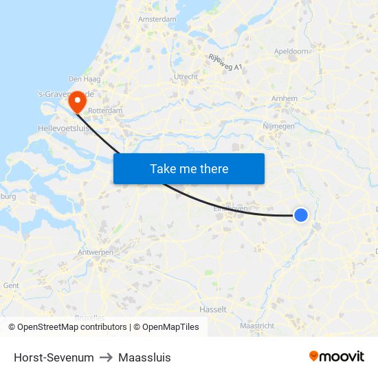 Horst-Sevenum to Maassluis map