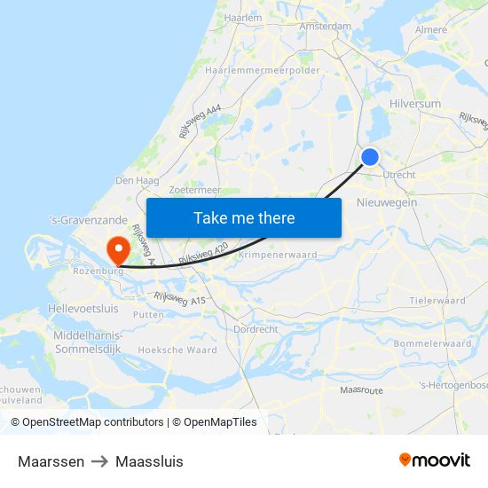 Maarssen to Maassluis map