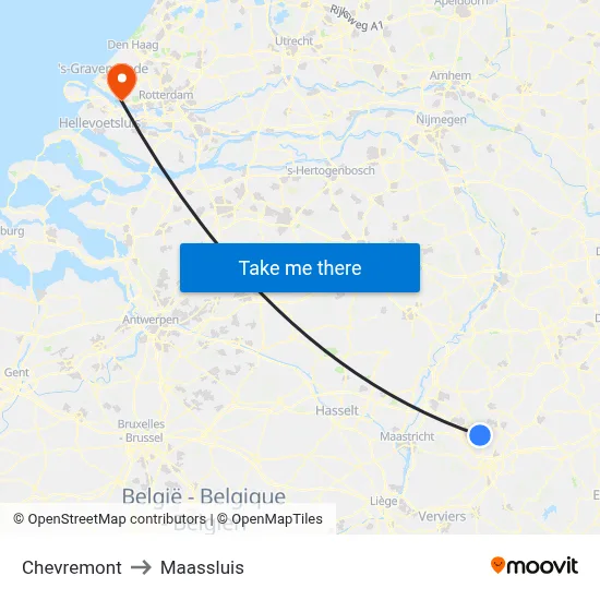 Chevremont to Maassluis map
