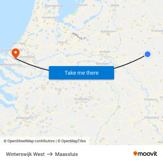 Winterswijk West to Maassluis map