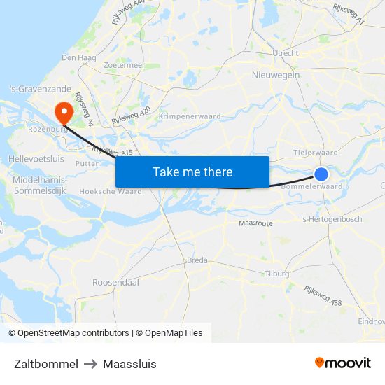 Zaltbommel to Maassluis map