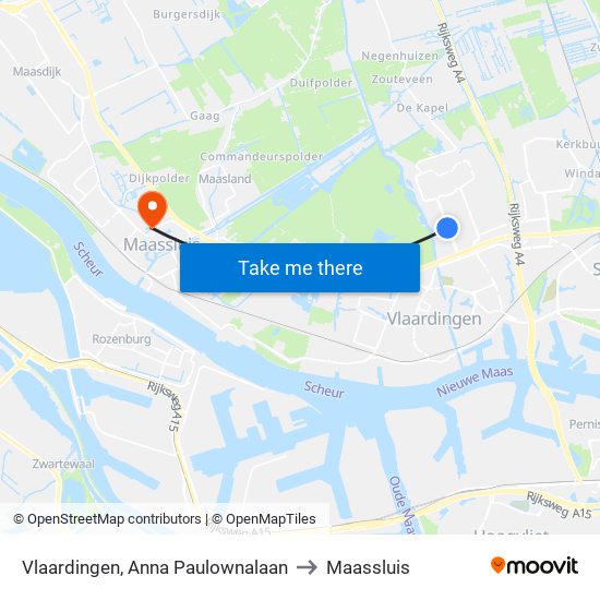 Vlaardingen, Anna Paulownalaan to Maassluis map