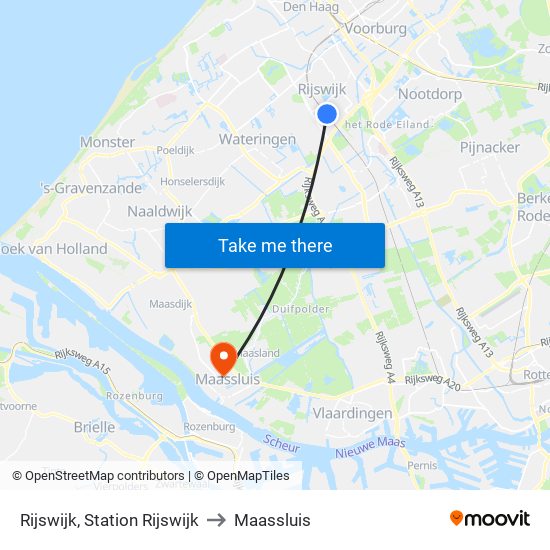 Rijswijk, Station Rijswijk to Maassluis map