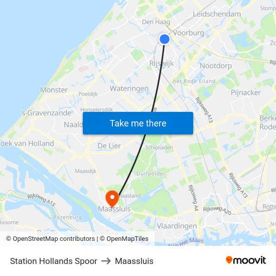 Station Hollands Spoor to Maassluis map