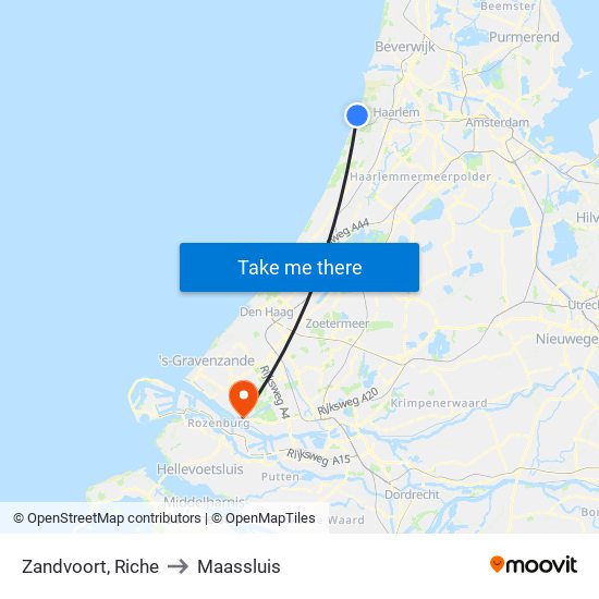 Zandvoort, Riche to Maassluis map