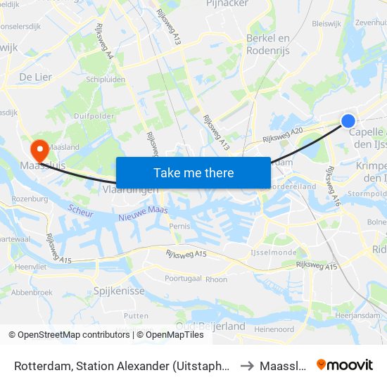 Rotterdam, Station Alexander (Uitstaphalte) to Maassluis map