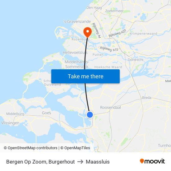 Bergen Op Zoom, Burgerhout to Maassluis map