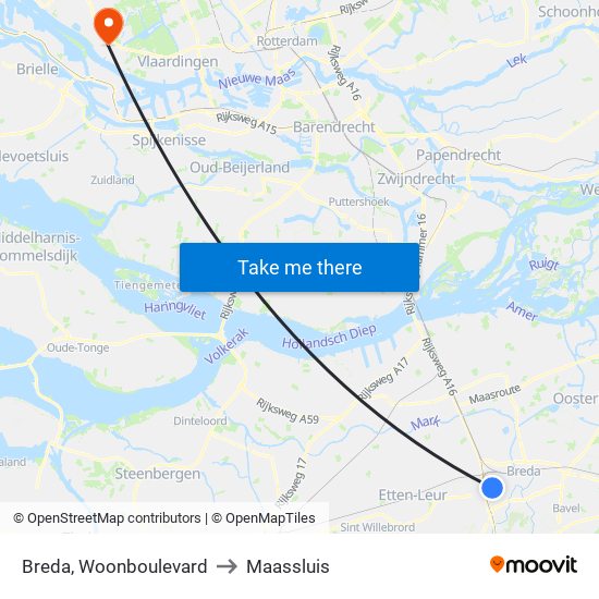 Breda, Woonboulevard to Maassluis map