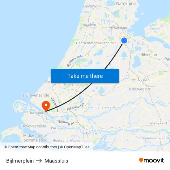 Bijlmerplein to Maassluis map