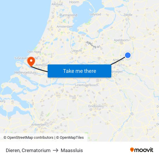 Dieren, Crematorium to Maassluis map