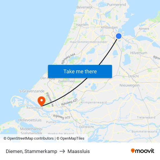 Diemen, Stammerkamp to Maassluis map