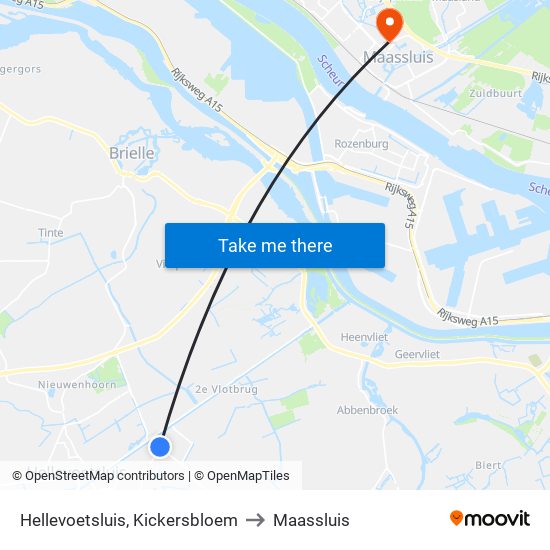 Hellevoetsluis, Kickersbloem to Maassluis map