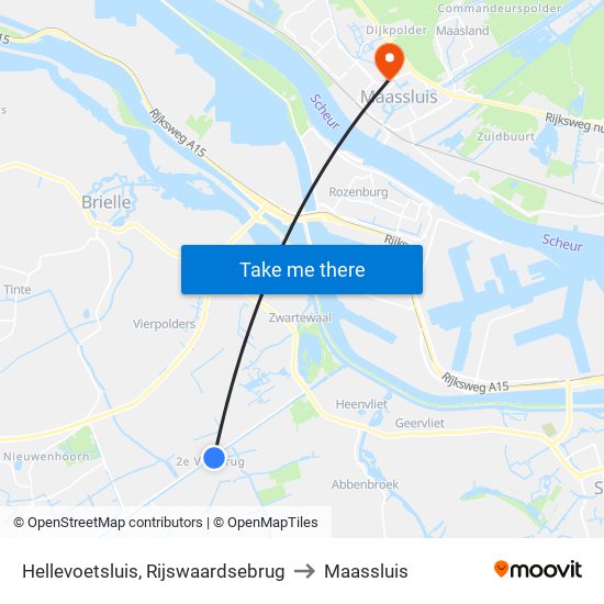 Hellevoetsluis, Rijswaardsebrug to Maassluis map