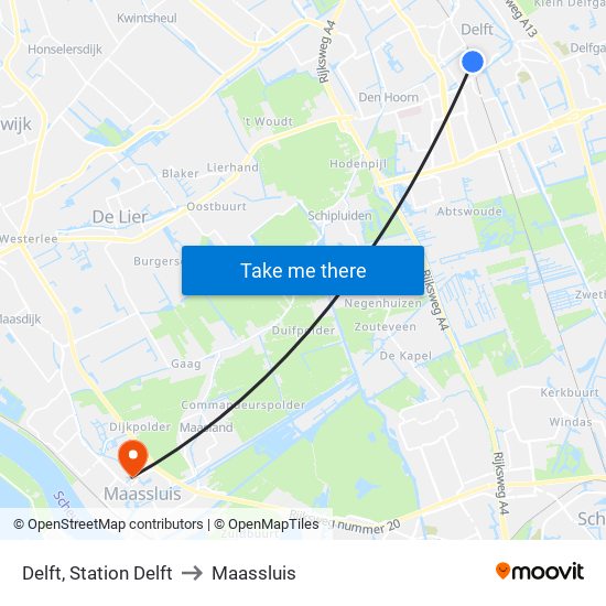 Delft, Station Delft to Maassluis map