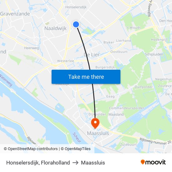 Honselersdijk, Floraholland to Maassluis map