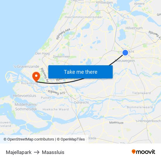 Majellapark to Maassluis map