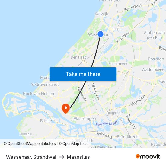 Wassenaar, Strandwal to Maassluis map