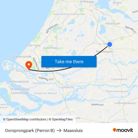 Oorsprongpark (Perron B) to Maassluis map