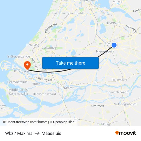 Wkz / Máxima to Maassluis map