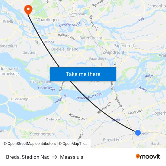 Breda, Stadion Nac to Maassluis map