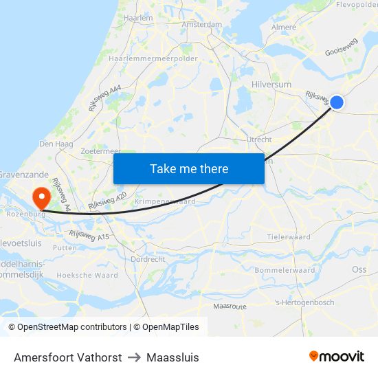 Amersfoort Vathorst to Maassluis map